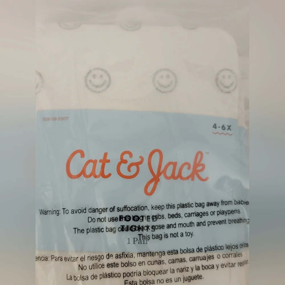 NEW Cat & Jack 2 Pack Little Girls Footed Smiley Face Tights Size 4-6X